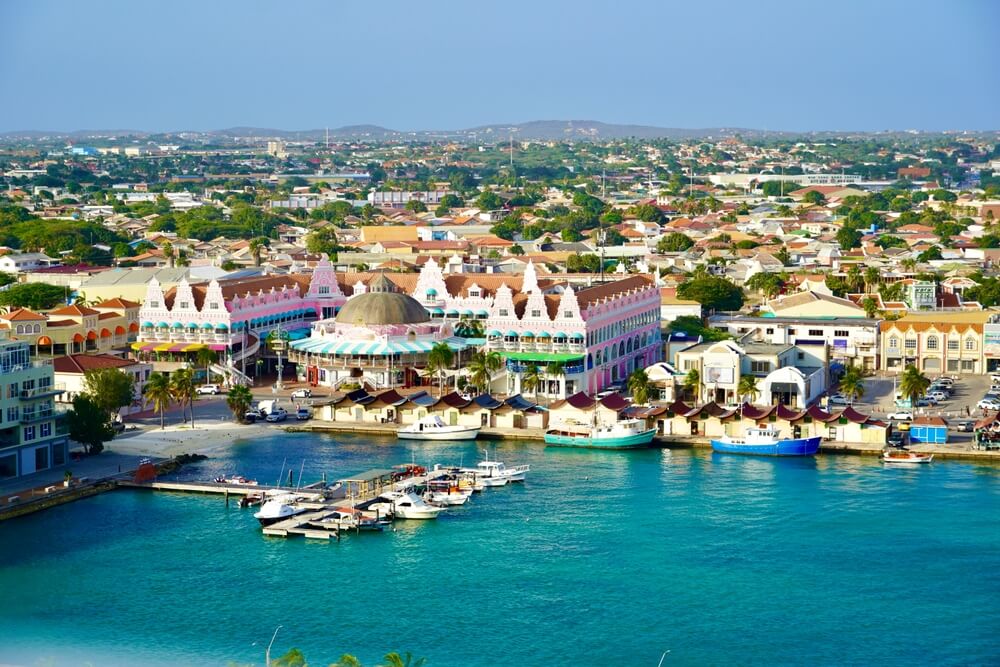 Aerial view of Aruba's capital city: things to do in Oranjestad