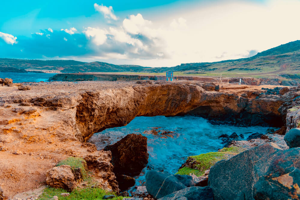 View of the Natural bridge in Aruba