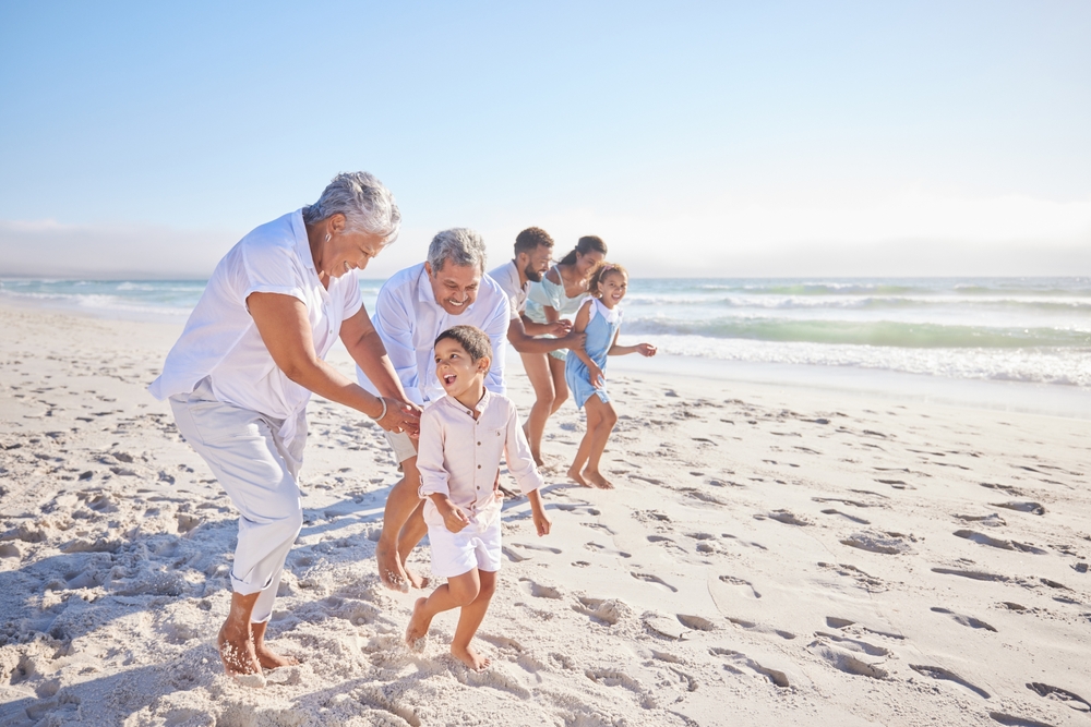 family on the beach during vacation in Aruba